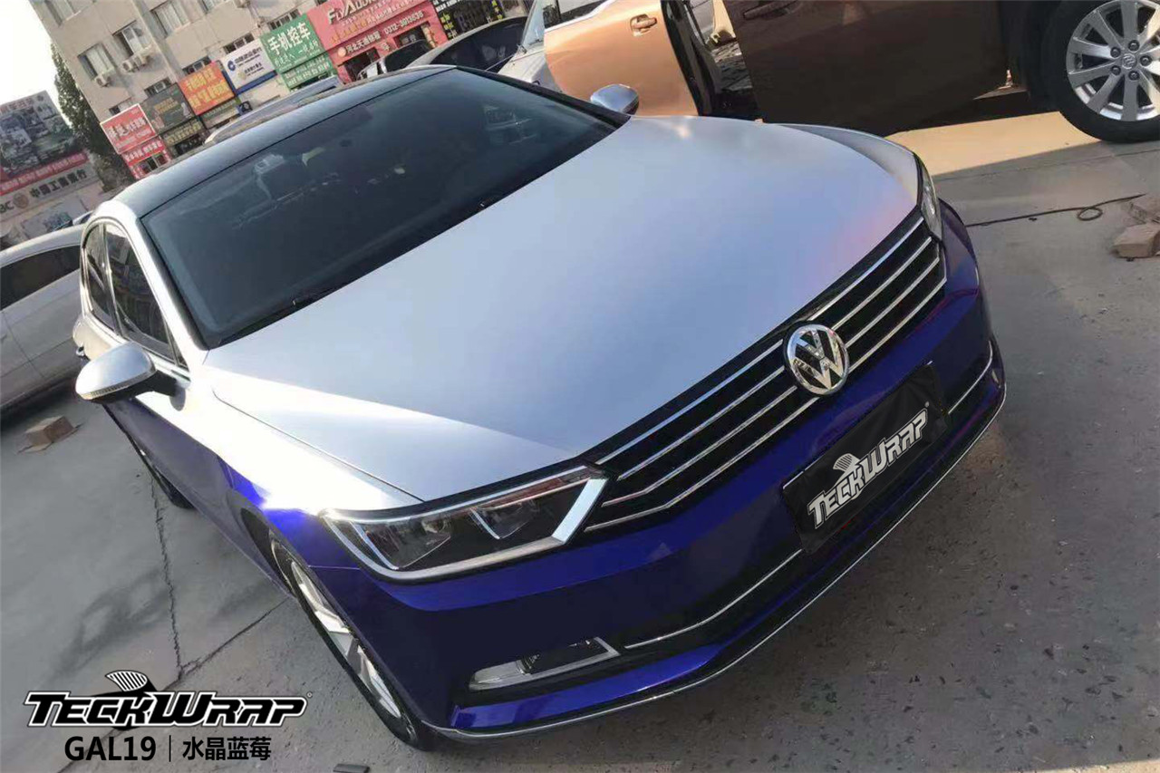 大众迈腾汽车改色贴膜teckwrap美国秃鹰 gal19水晶蓝莓